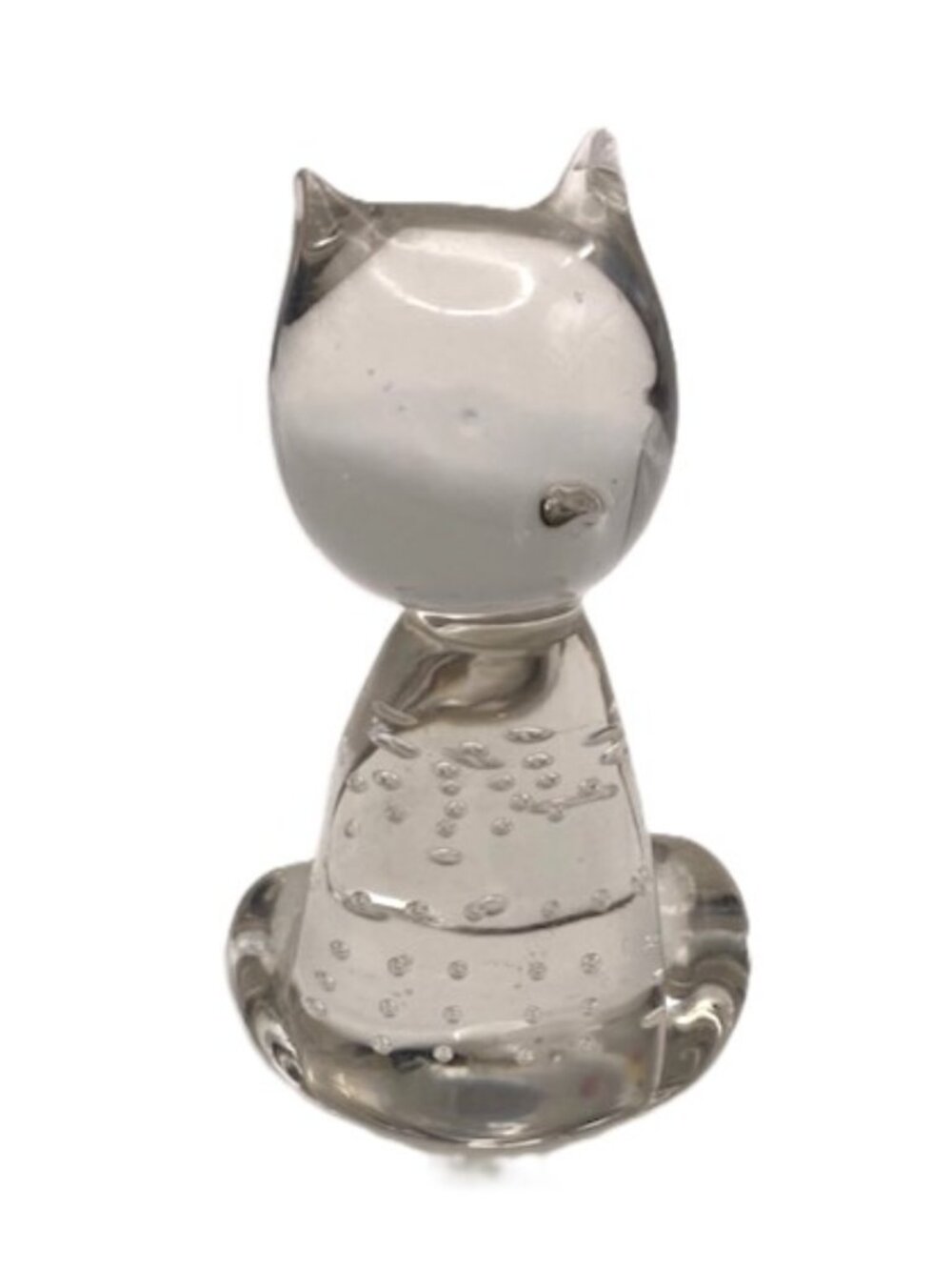 Cat glass figurine, cute, controlled bubbles, quite large